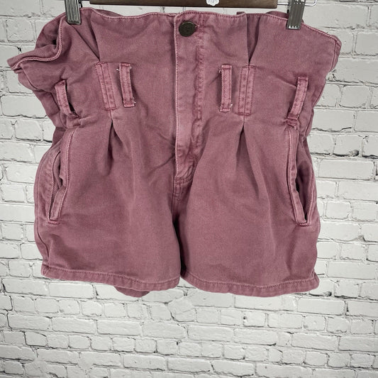 John John Purple Pink 100% Cotton Twill High Rise Paperbag Jean Shorts Size 30