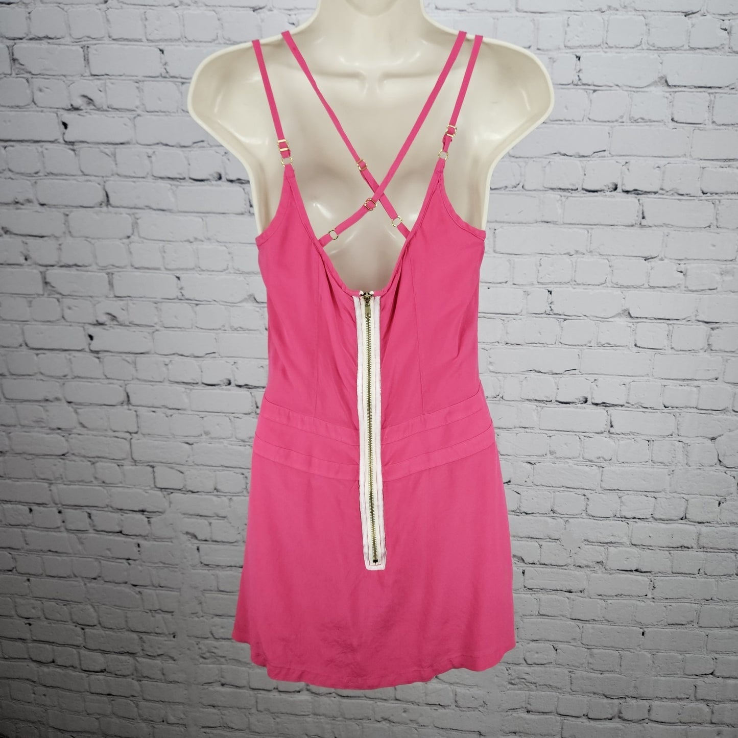 Walter Pink 100% Silk Strappy Crossback Lightweight Silk Lined Mini Dress 4