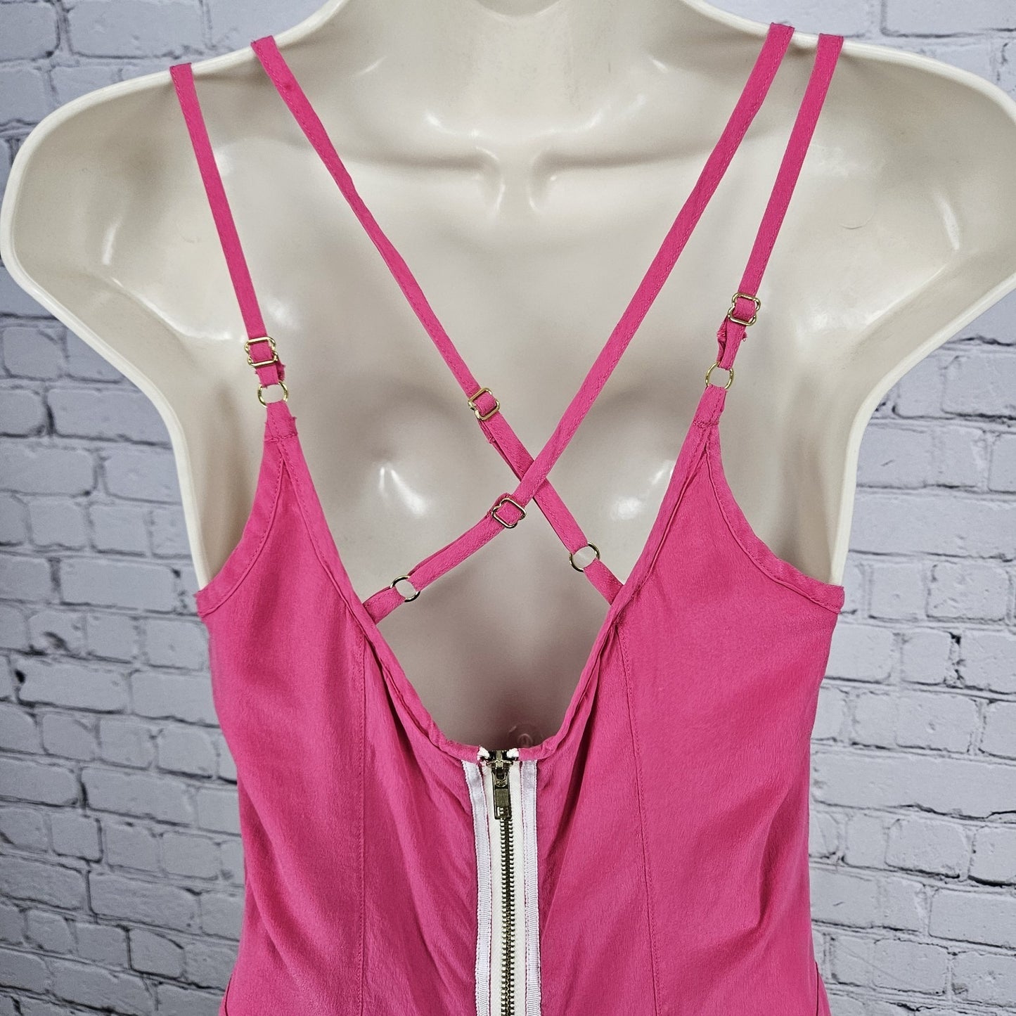 Walter Pink 100% Silk Strappy Crossback Lightweight Silk Lined Mini Dress 4