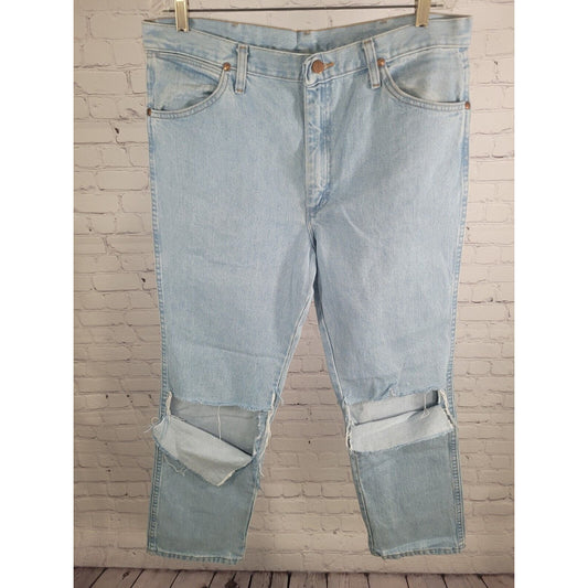 Wrangler Light Wash Ripped Straight Leg Nicaragua Baggy Jeans 936 GBH (36x30)