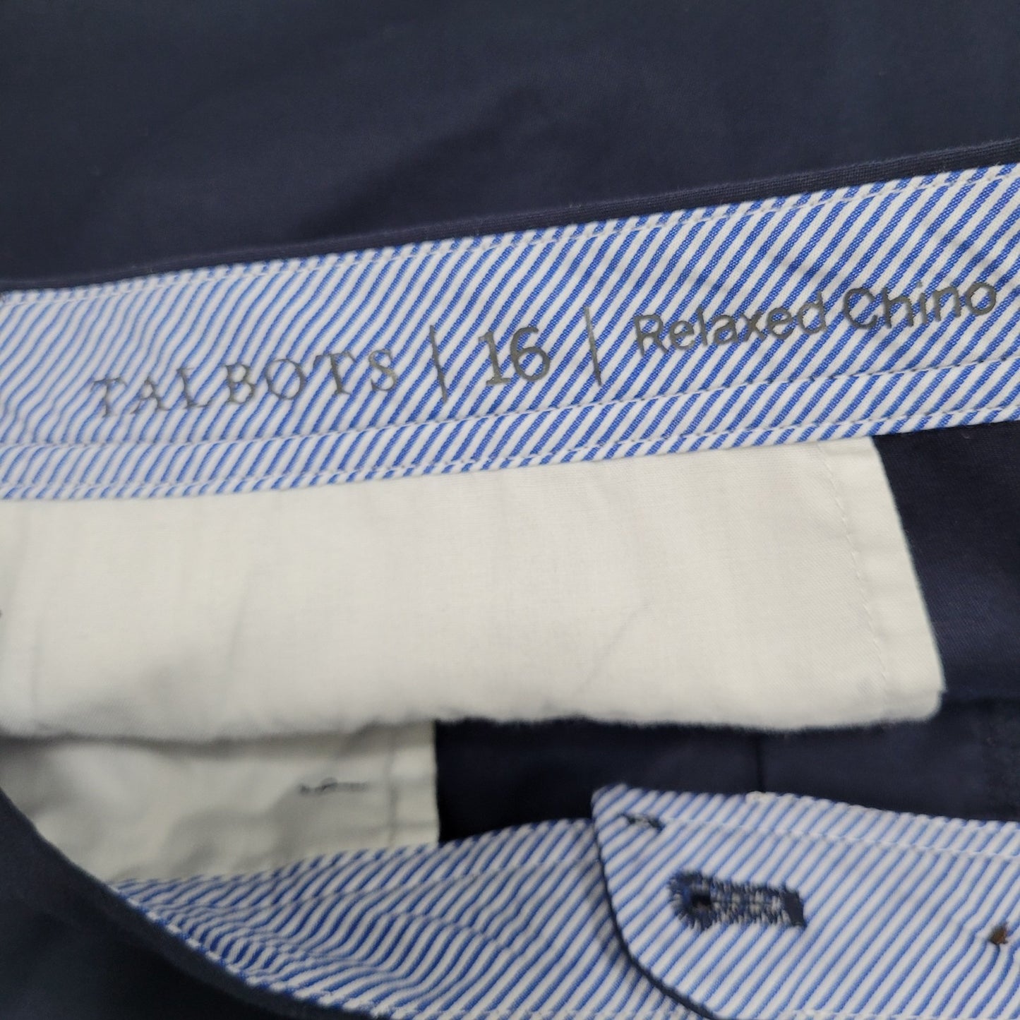Talbots Navy Cotton Stretch High Rise Relaxed Chino Pants Size 16 (39x30)