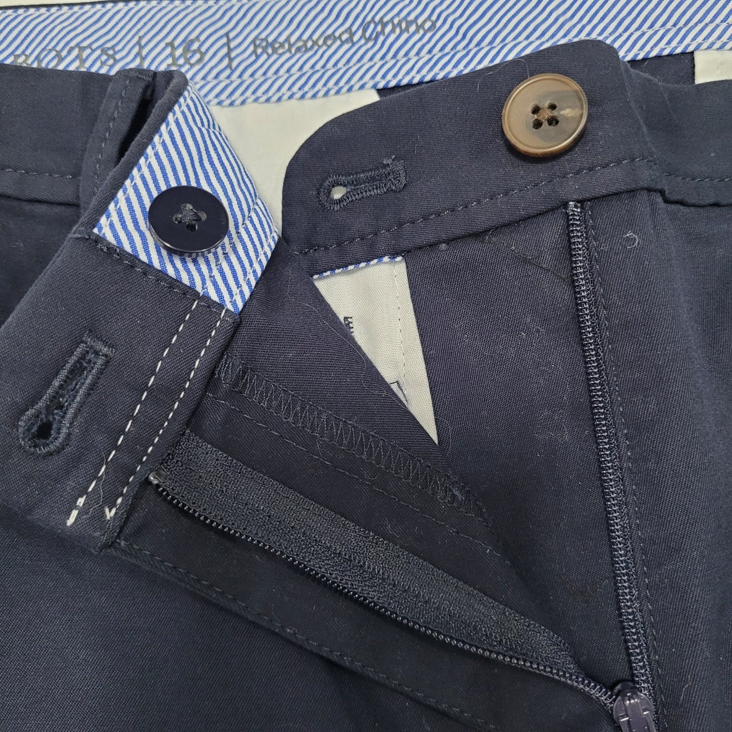 Talbots Navy Cotton Stretch High Rise Relaxed Chino Pants Size 16 (39x30)