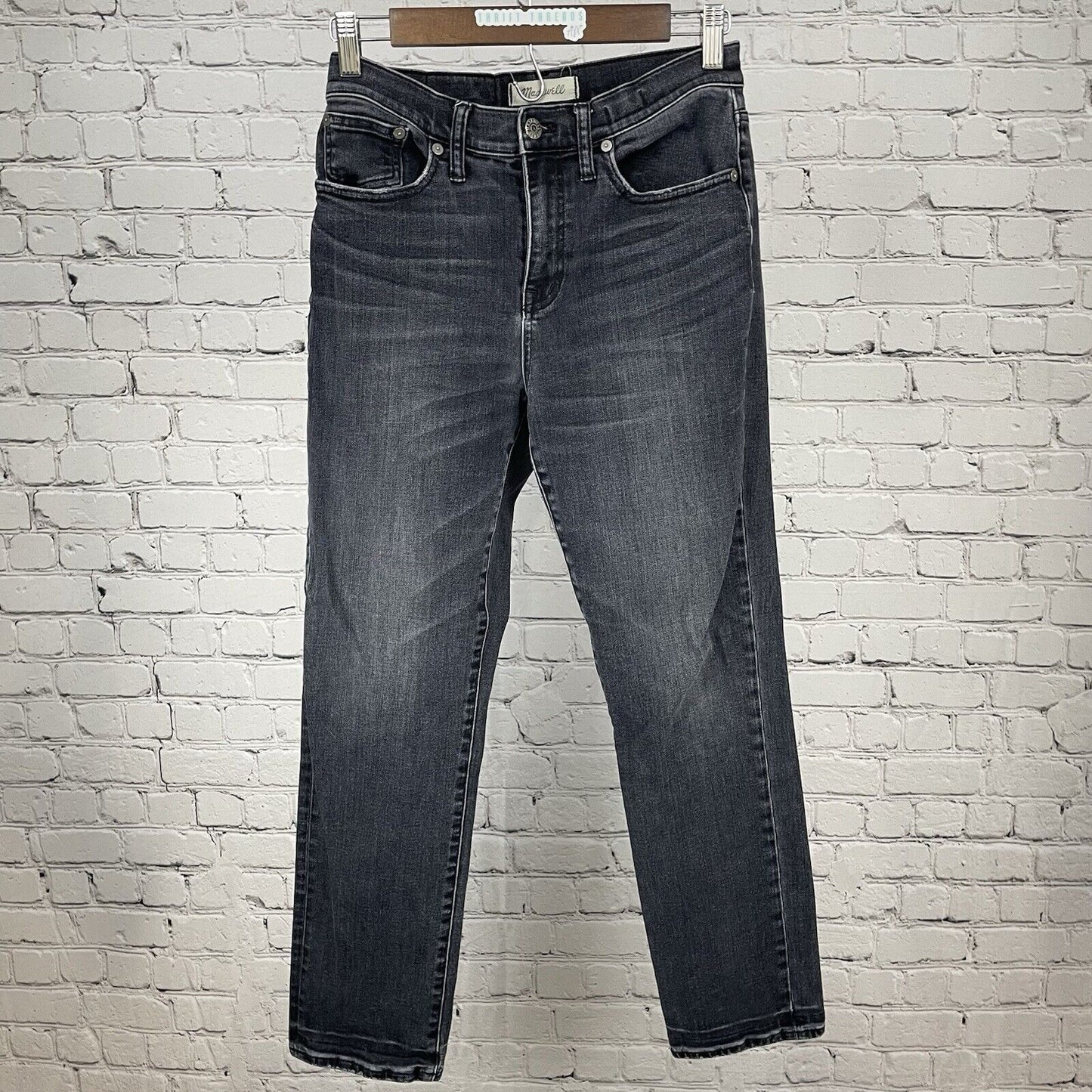Madewell Dark Gray Cruiser Straight Mid Rise Jeans Stretch Size 26 (26x26.5)