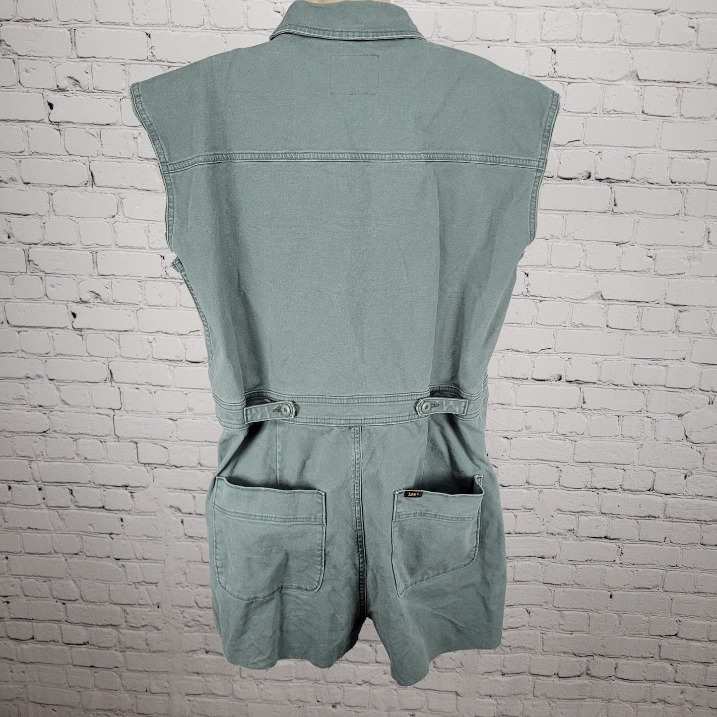Lee Unions Alls Grey Cotton Canvas Vintage Modern Retro Cut Off Button Romper XL