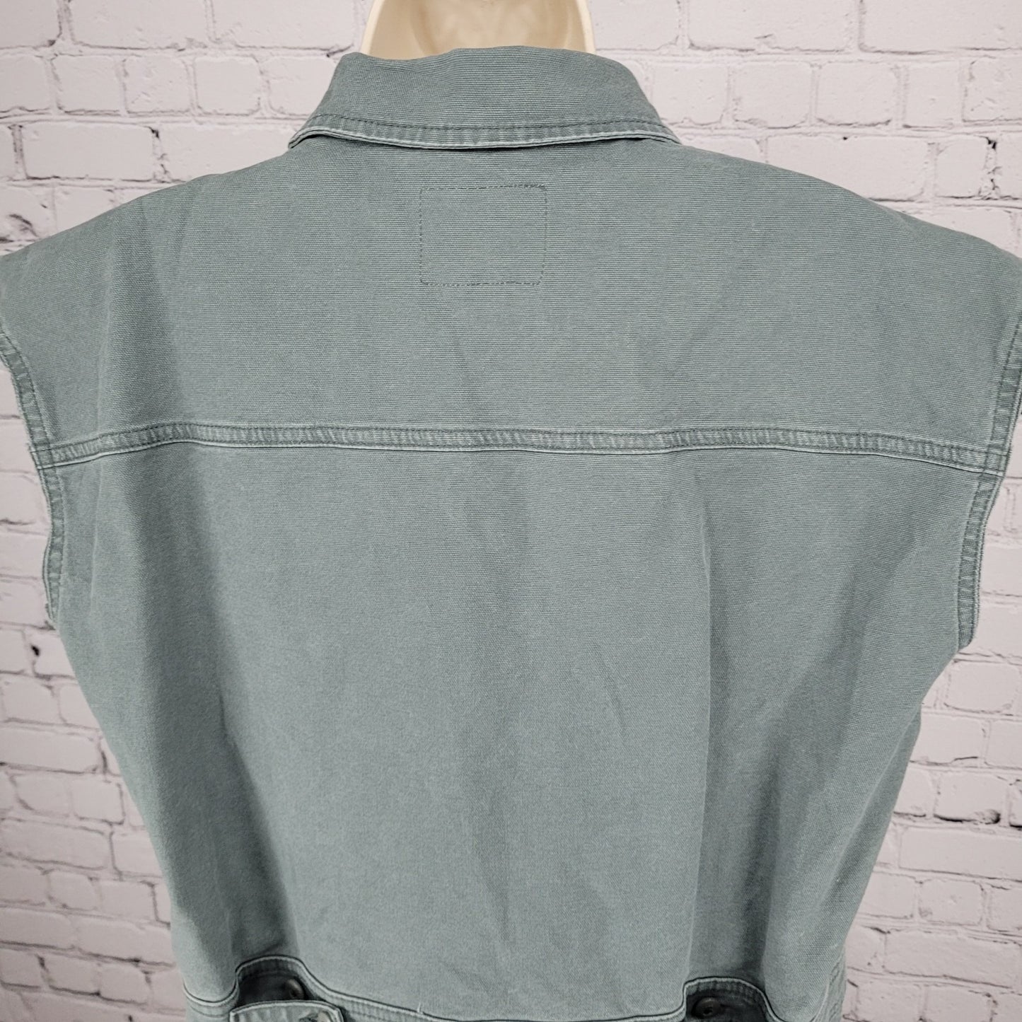 Lee Unions Alls Grey Cotton Canvas Vintage Modern Retro Cut Off Button Romper XL