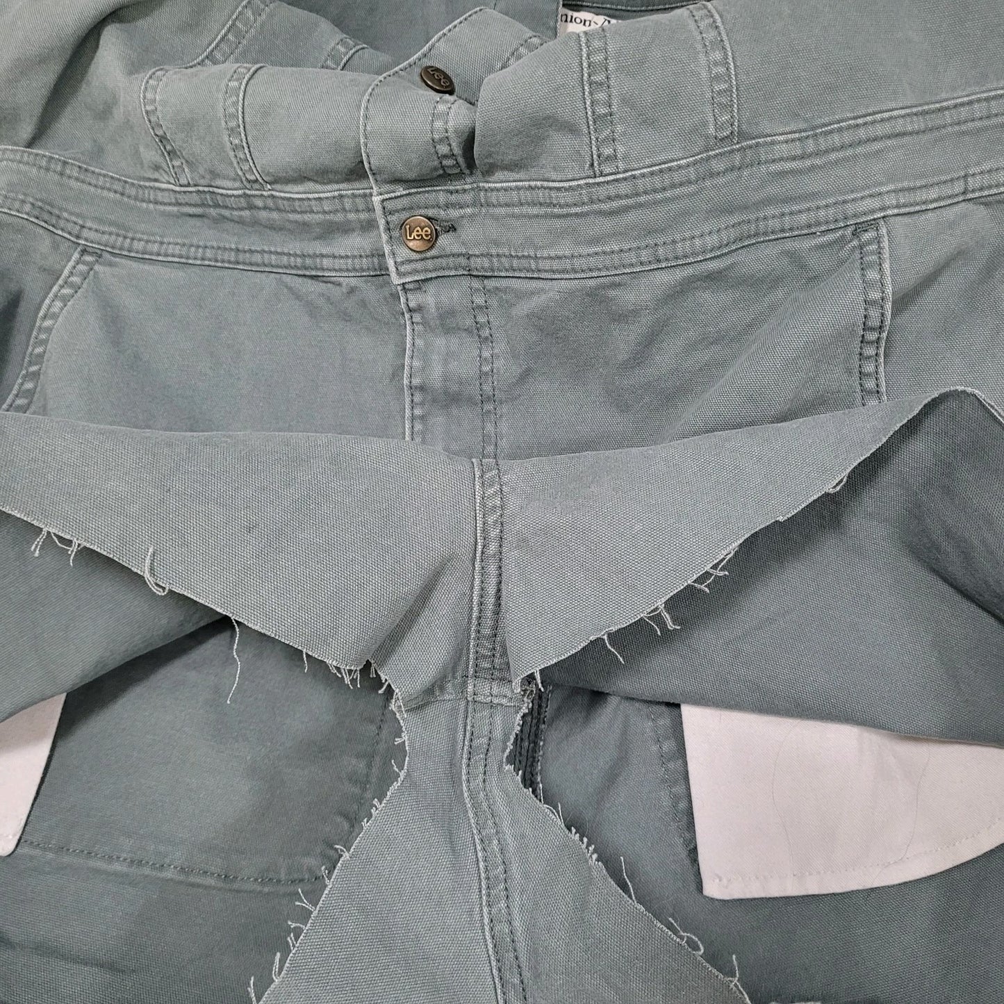 Lee Unions Alls Grey Cotton Canvas Vintage Modern Retro Cut Off Button Romper XL