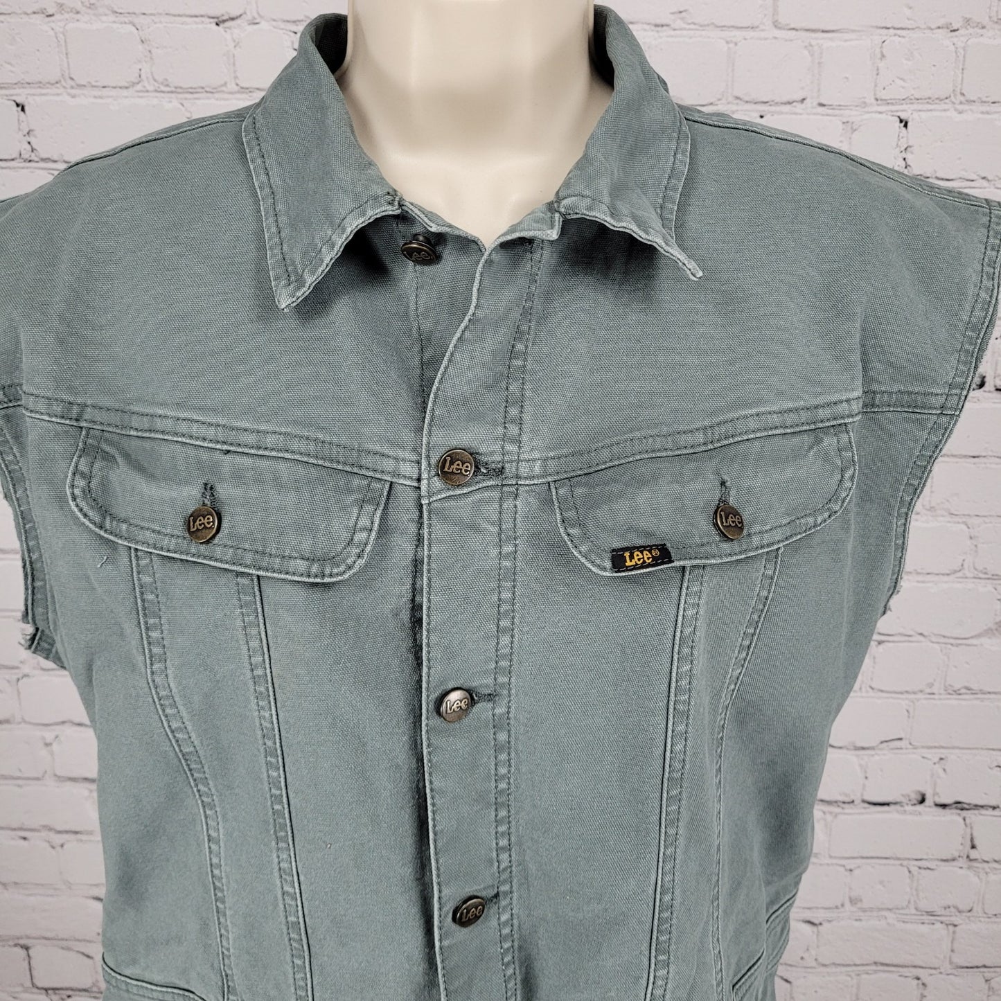 Lee Unions Alls Grey Cotton Canvas Vintage Modern Retro Cut Off Button Romper XL
