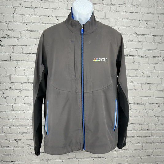 Fj Dryjoys NBC Golf Full Zip Lined Gray Collared Windbreaker Size Large L