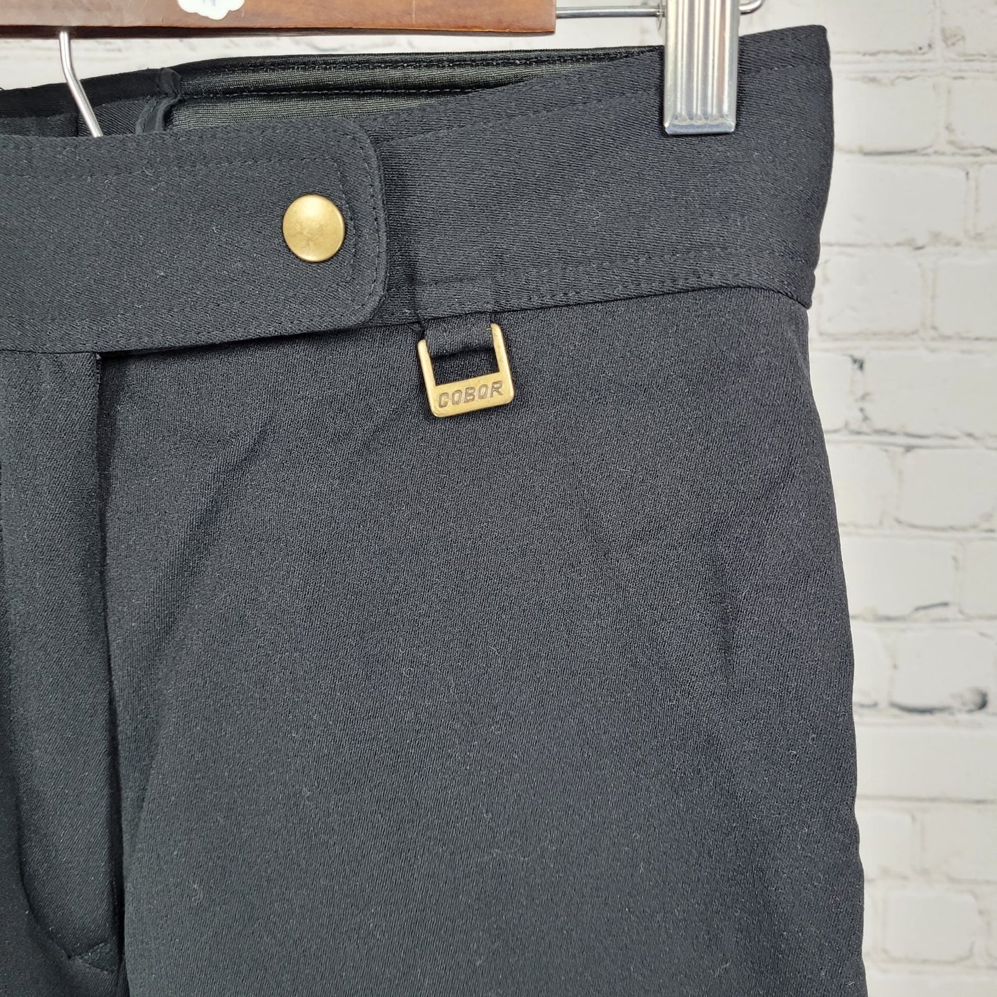 VTG Cobor Schoeller Black Wool Nylon Blend Stirrup Ski Snow Pants 10 (28x23)