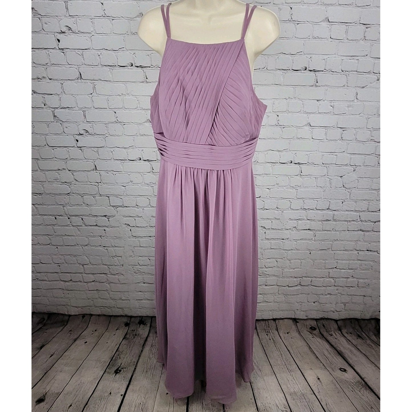 Azazie Purple Chiffon Strappy Pleated Lined A-Line Bridesmaid Dress Custom Size