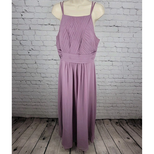 Azazie Purple Chiffon Strappy Pleated Lined A-Line Bridesmaid Dress Custom Size