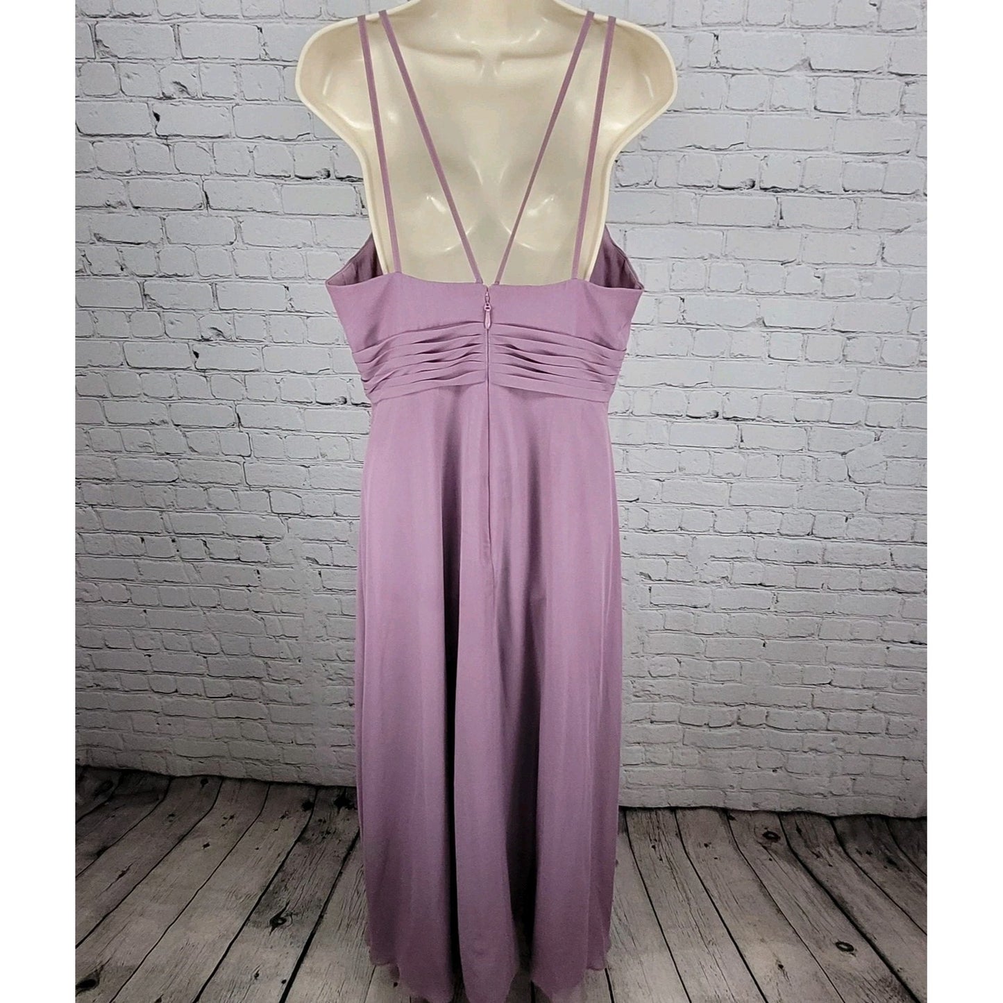 Azazie Purple Chiffon Strappy Pleated Lined A-Line Bridesmaid Dress Custom Size