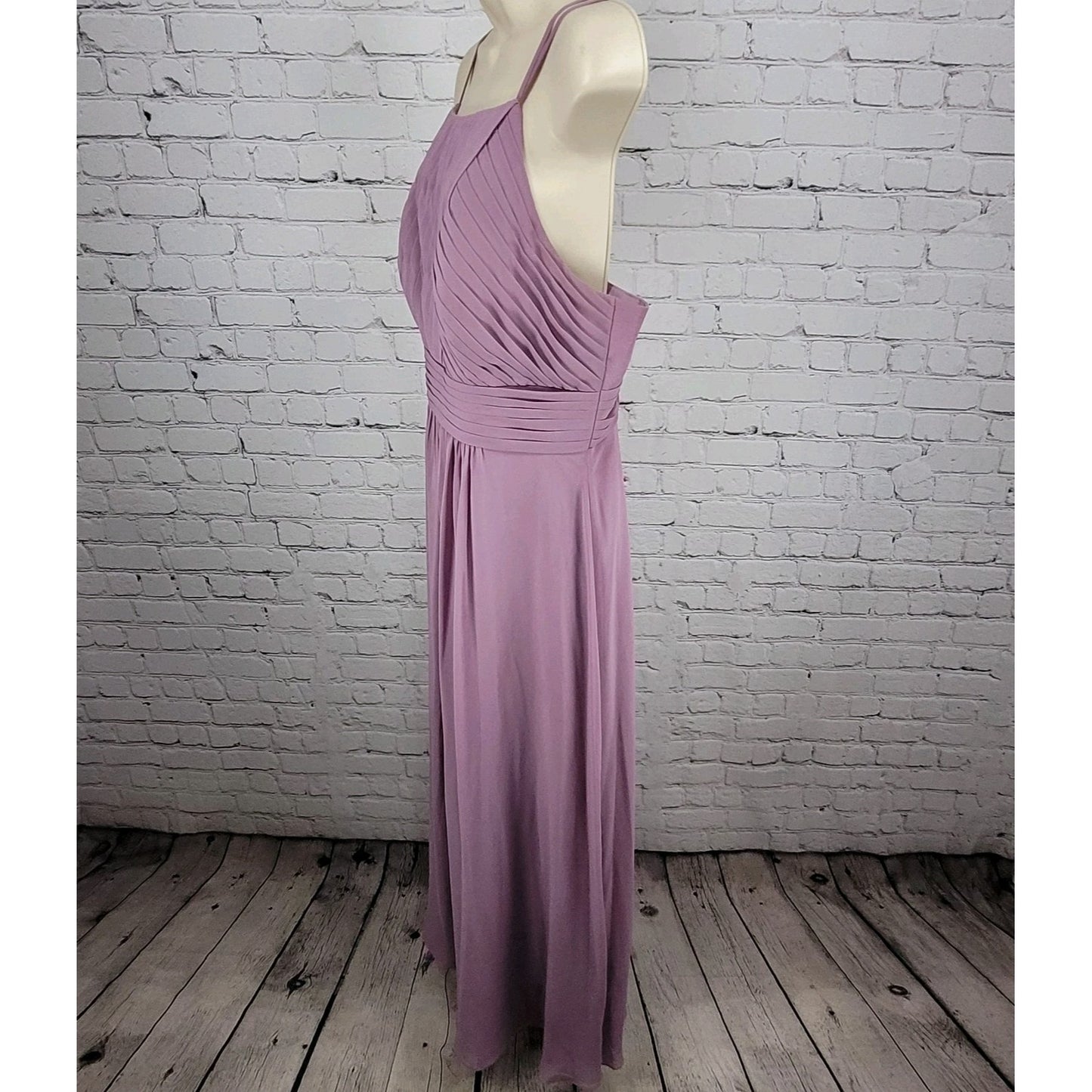Azazie Purple Chiffon Strappy Pleated Lined A-Line Bridesmaid Dress Custom Size
