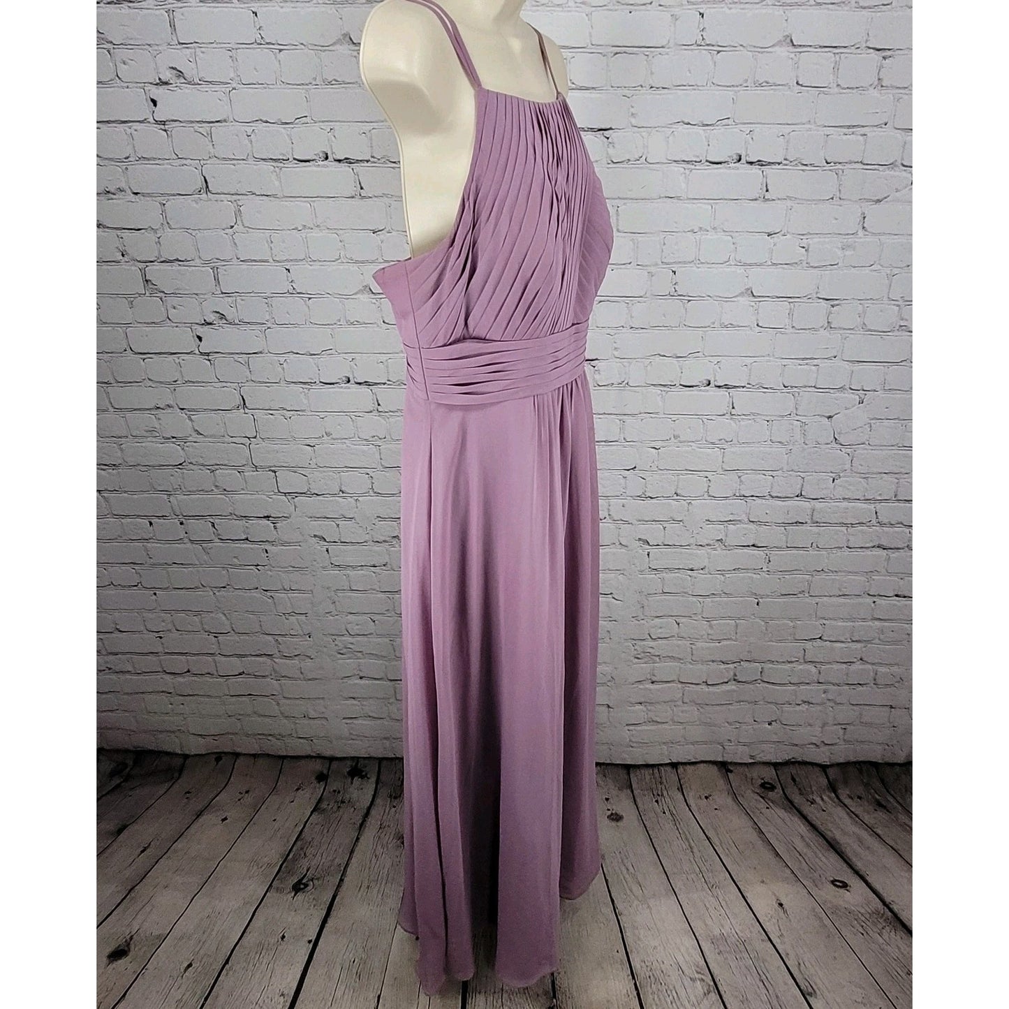 Azazie Purple Chiffon Strappy Pleated Lined A-Line Bridesmaid Dress Custom Size