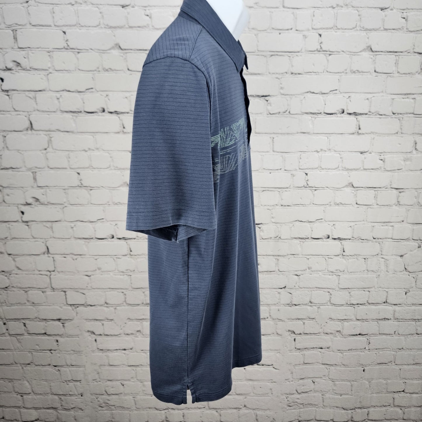 Travis Mathew Blue Embroidered Golf Logo Striped Short Sleeve Polo Shirt Medium