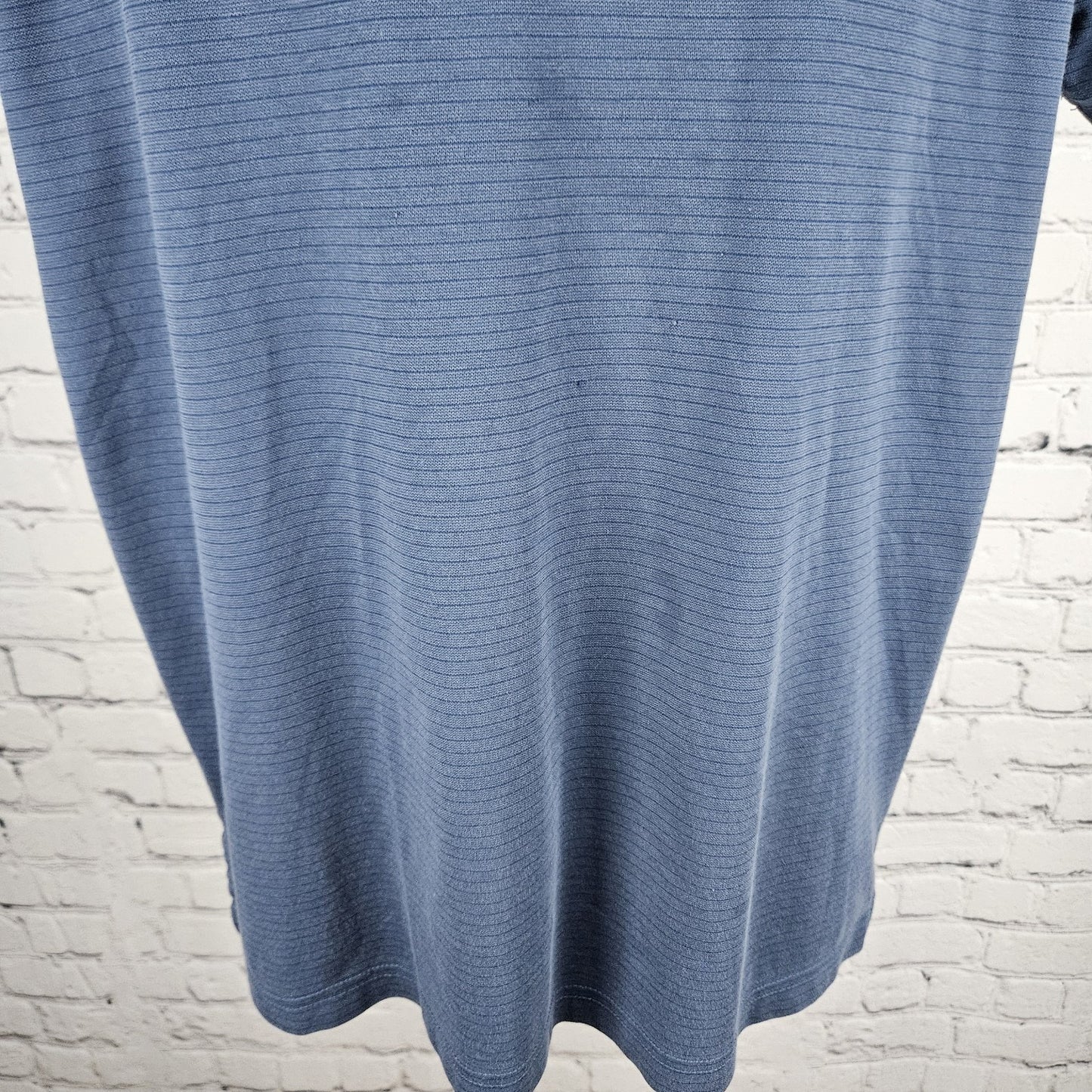 Travis Mathew Blue Embroidered Golf Logo Striped Short Sleeve Polo Shirt Medium