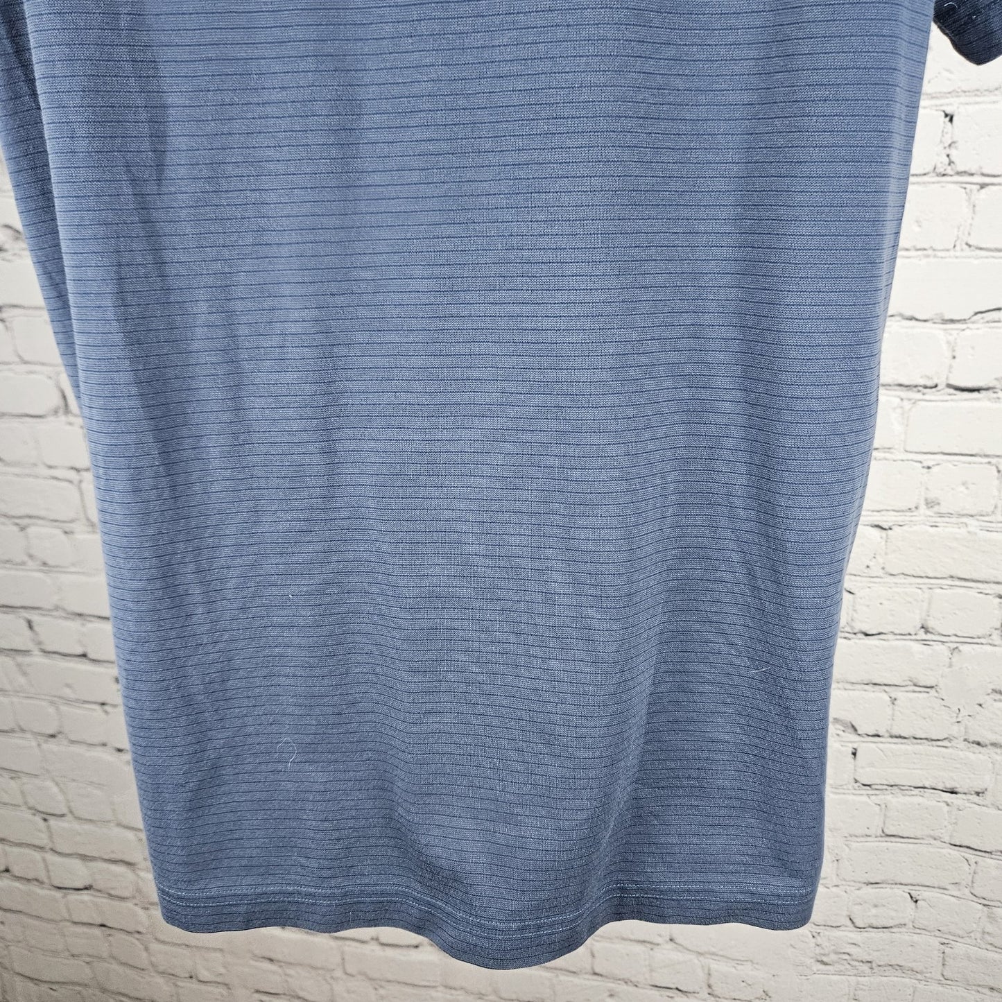 Travis Mathew Blue Embroidered Golf Logo Striped Short Sleeve Polo Shirt Medium