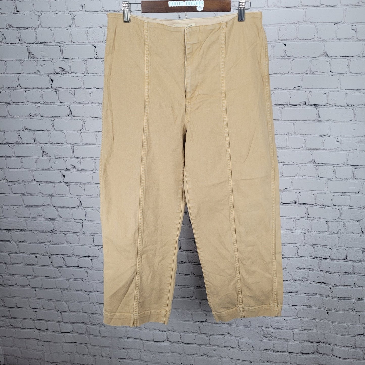 Madewell Tan Canvas Stretch High Rise Wide Leg Cropped Pants 29 (29x26)