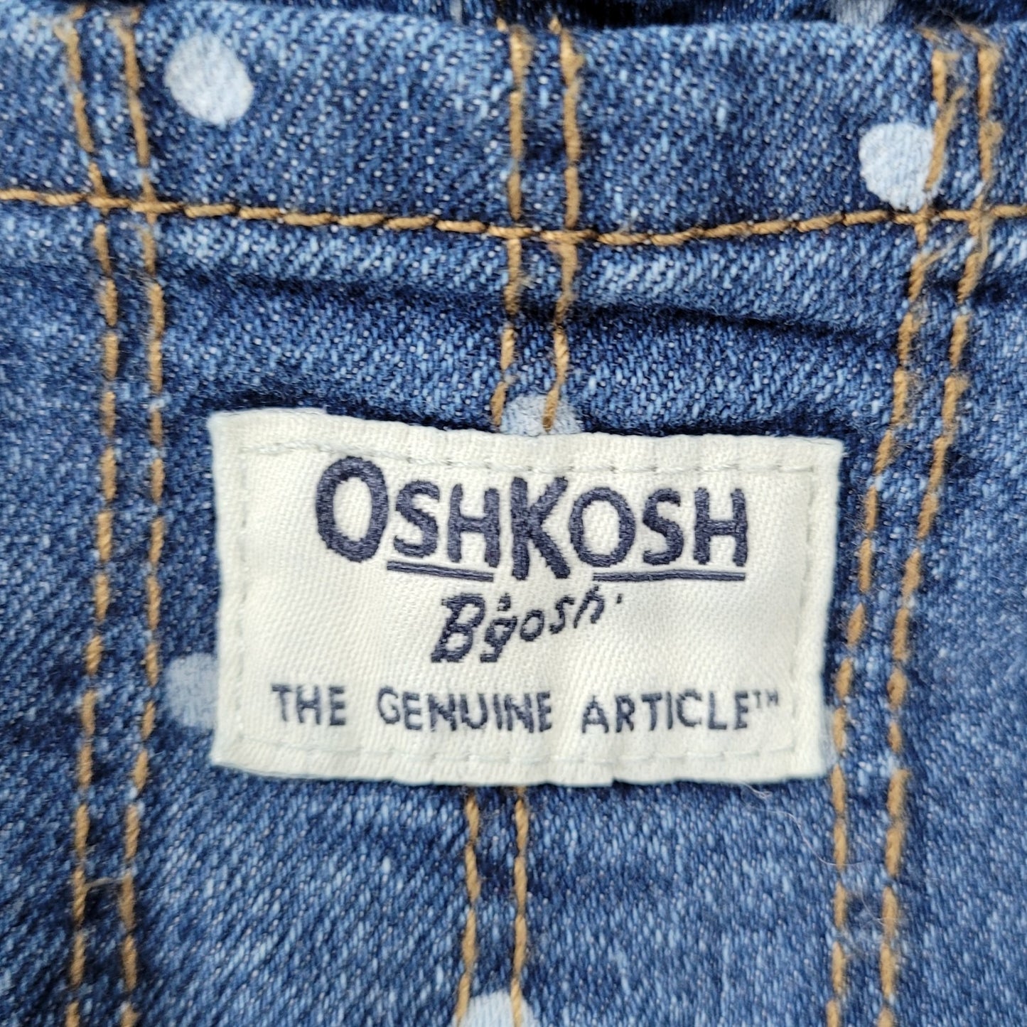 OshKosh B'Gosh Blue Denim Polka Dot Snap Pants Vestbak Overalls Baby 12M