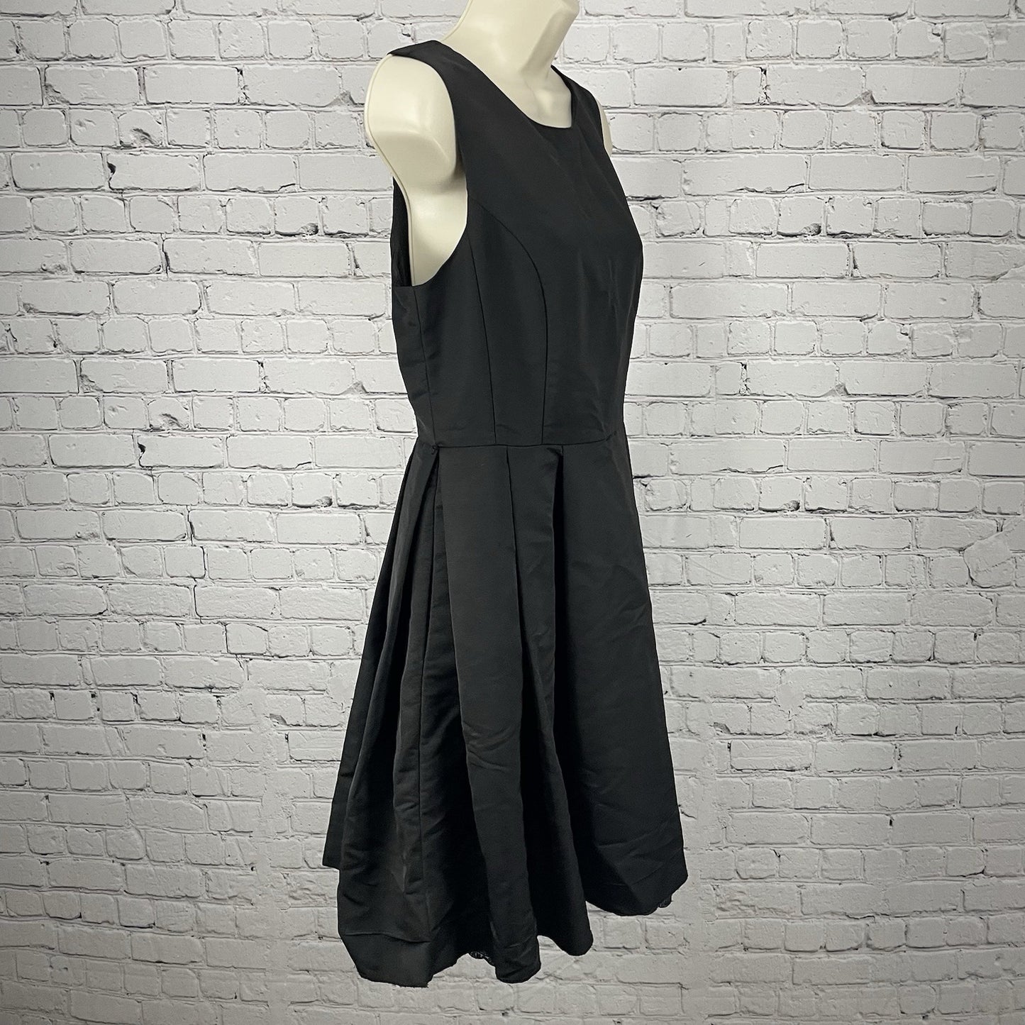 Jason Wu Black A Line Layered Lined Zipped Pleated Pockets Dress Size Small S