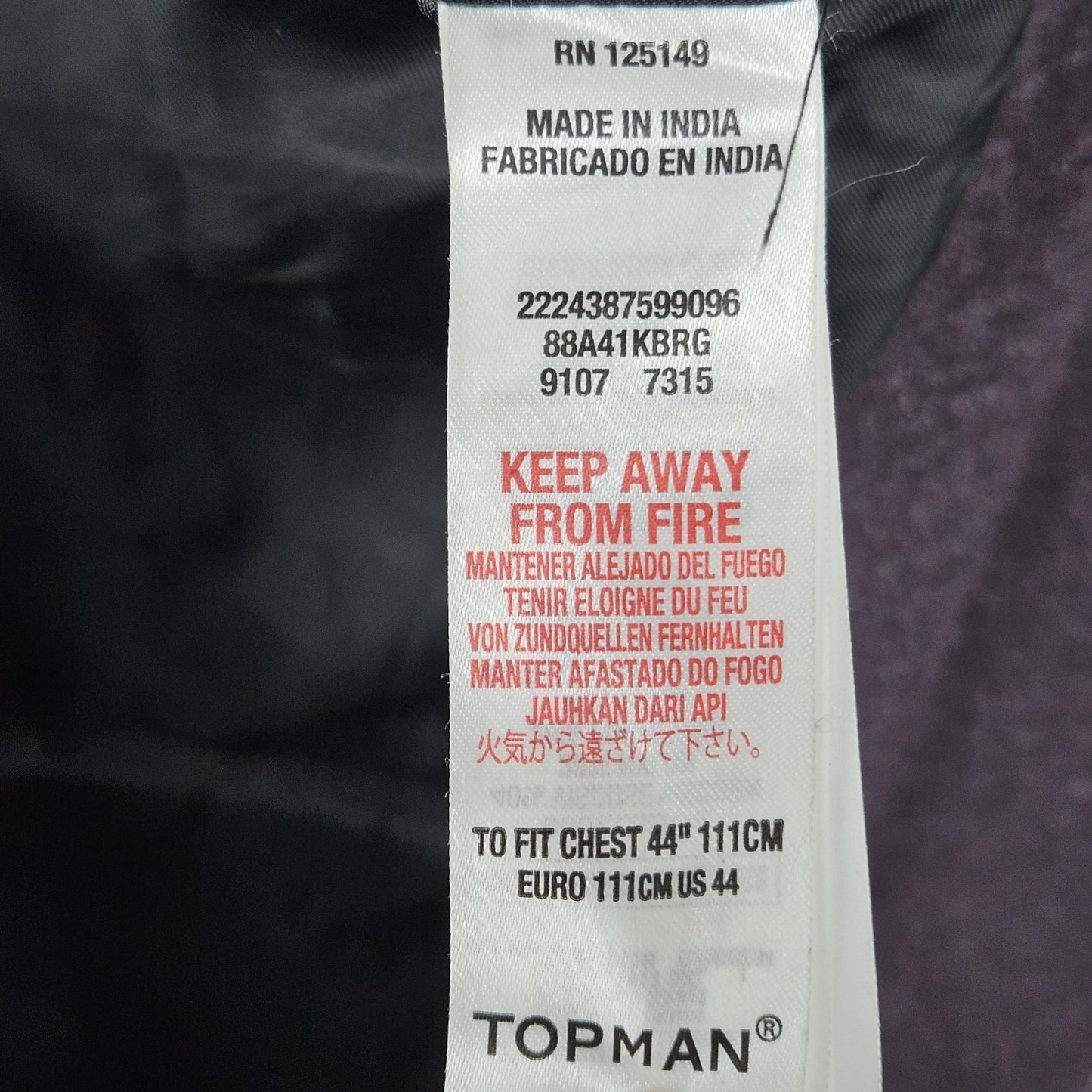 Topman Purple 2 Button Single Vented Notch Stretch Casual Blazer Sport Coat 44