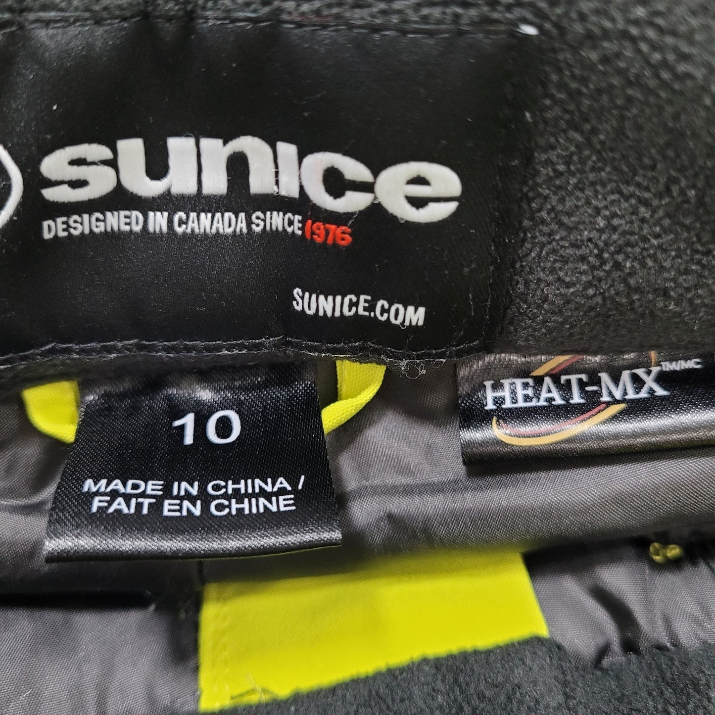 Sunice Yellow Insulated Heat-MX Adjustable Waist Zip Pockets Snow Pants Kids 10