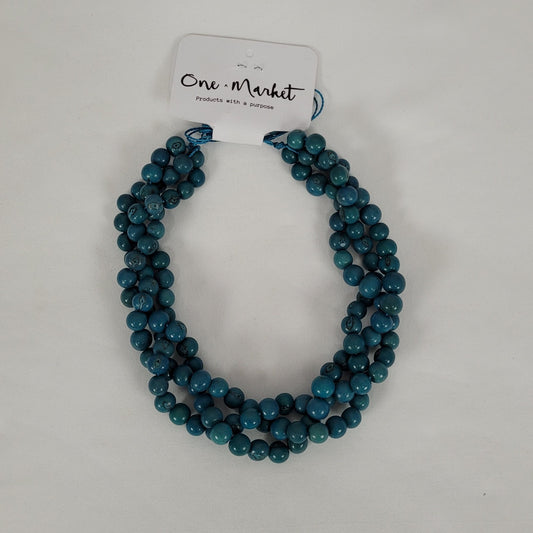 NWT One Market Blue Beaded Necklace Boho Handmade MSRP $30