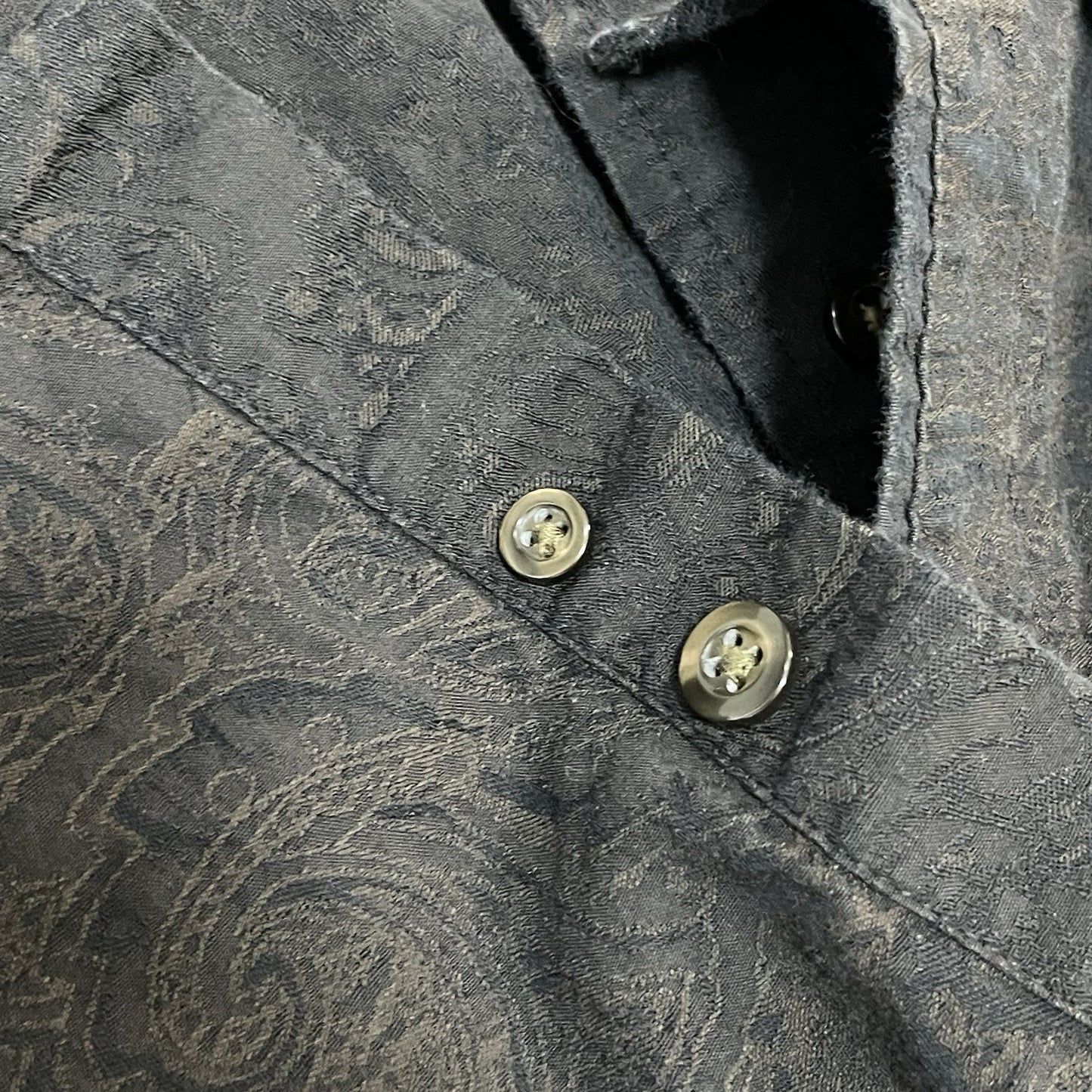 Tasso Elba Black Paisley Button Up Long Sleeve Shirt Size Medium M 15 15-1/2