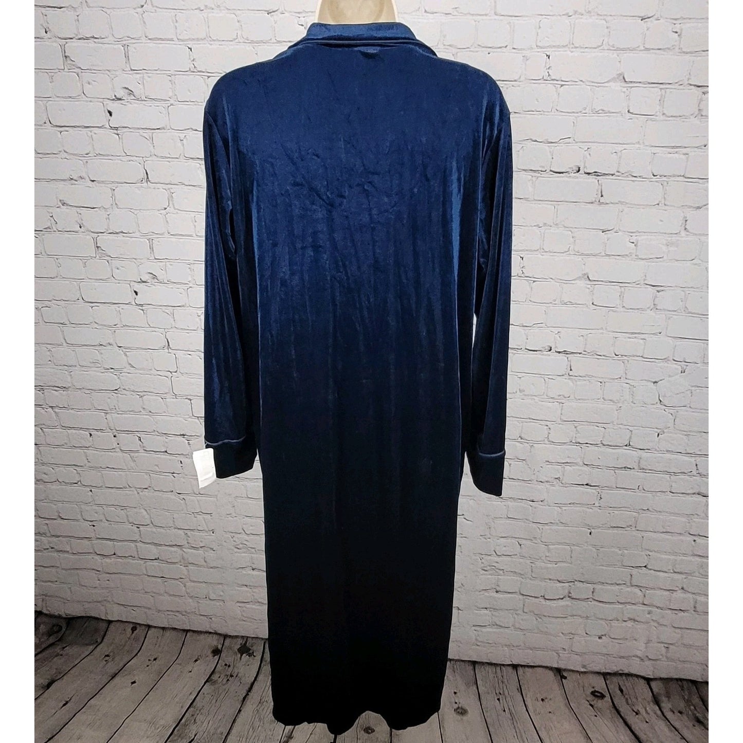 NWT Lauren Ralph Lauren Blue Velvety Velour Zip Long Sleeve Robe Size Small S