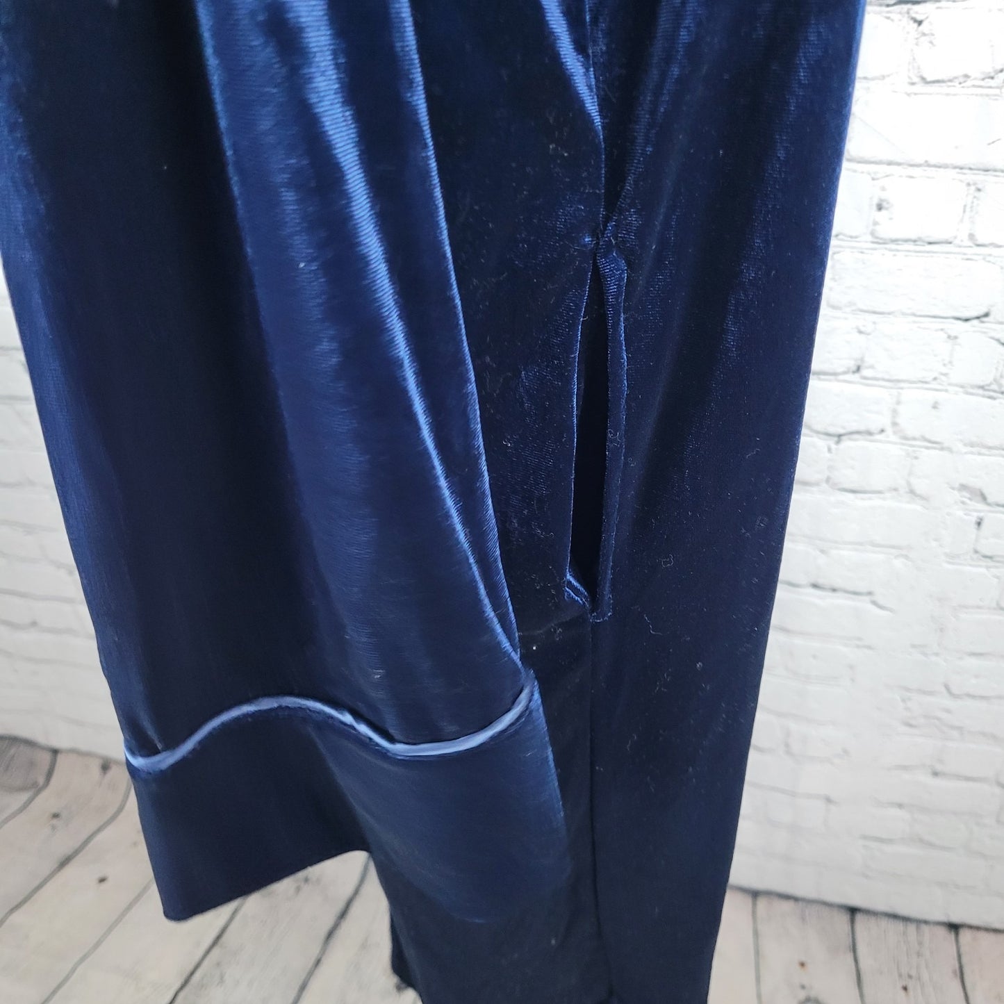 NWT Lauren Ralph Lauren Blue Velvety Velour Zip Long Sleeve Robe Size Small S