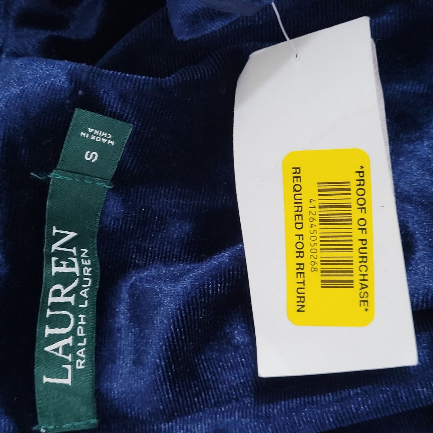 NWT Lauren Ralph Lauren Blue Velvety Velour Zip Long Sleeve Robe Size Small S