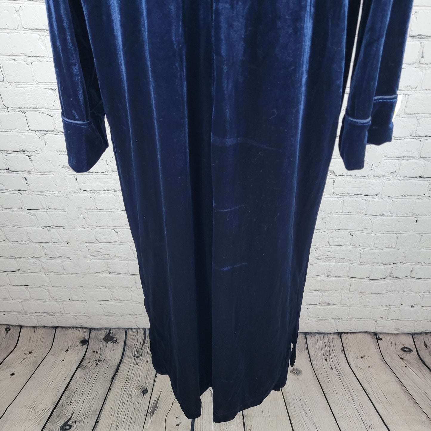 NWT Lauren Ralph Lauren Blue Velvety Velour Zip Long Sleeve Robe Size Small S
