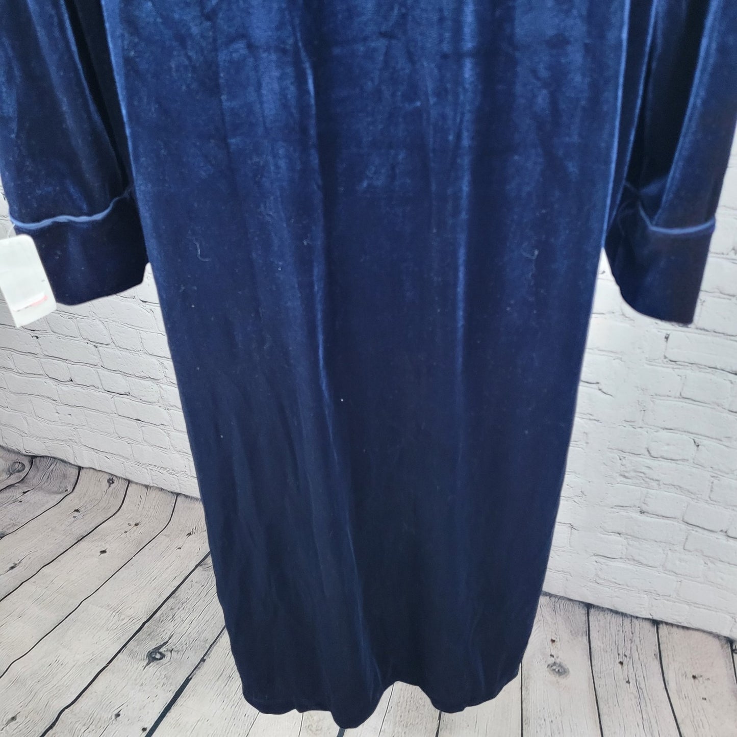 NWT Lauren Ralph Lauren Blue Velvety Velour Zip Long Sleeve Robe Size Small S