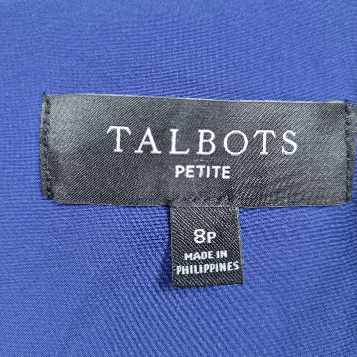 Talbots Blue Textured Double Breasted Button Notch Blazer Suit Jacket Petite 8P
