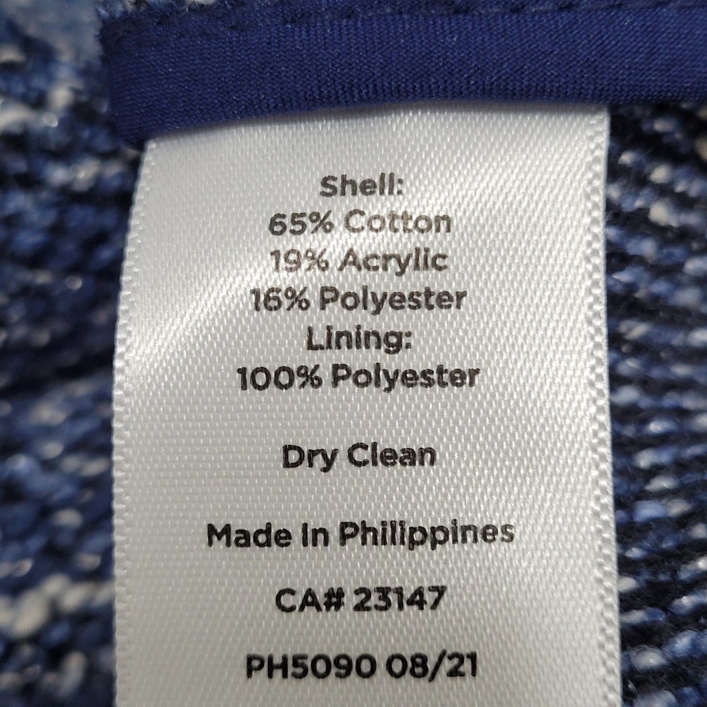 Talbots Blue Textured Double Breasted Button Notch Blazer Suit Jacket Petite 8P