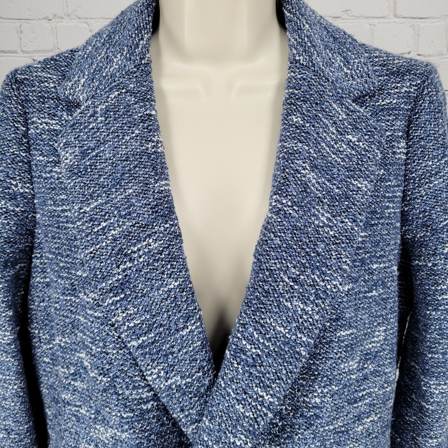 Talbots Blue Textured Double Breasted Button Notch Blazer Suit Jacket Petite 8P