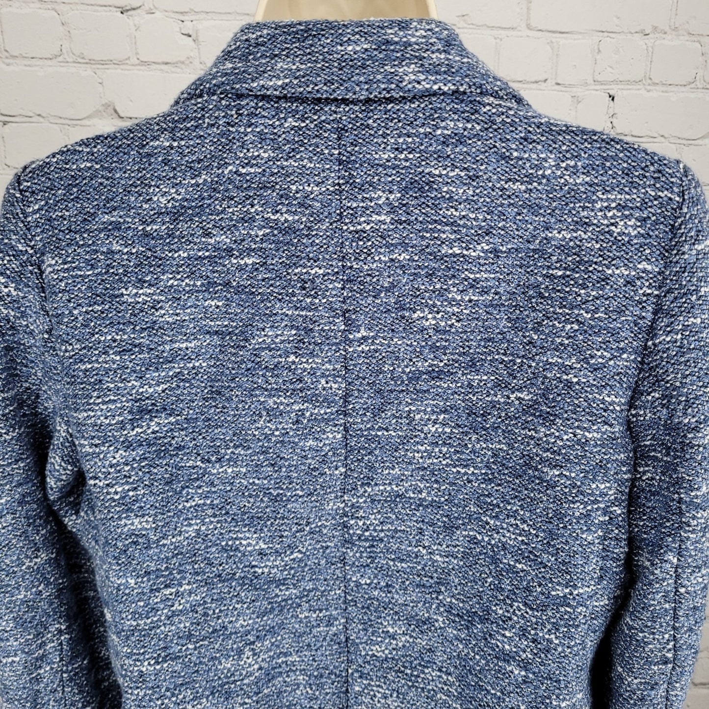 Talbots Blue Textured Double Breasted Button Notch Blazer Suit Jacket Petite 8P