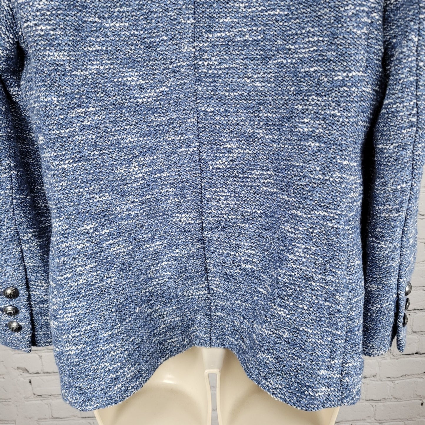 Talbots Blue Textured Double Breasted Button Notch Blazer Suit Jacket Petite 8P