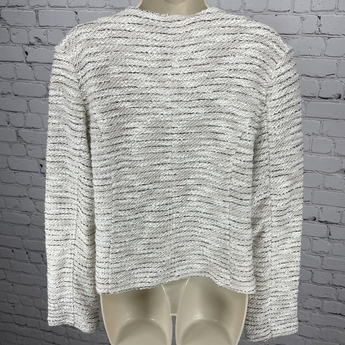 Bagatelle Ivory Knit Asymmetric Zipped Unlined Pockets Moto Jacket Size Large L