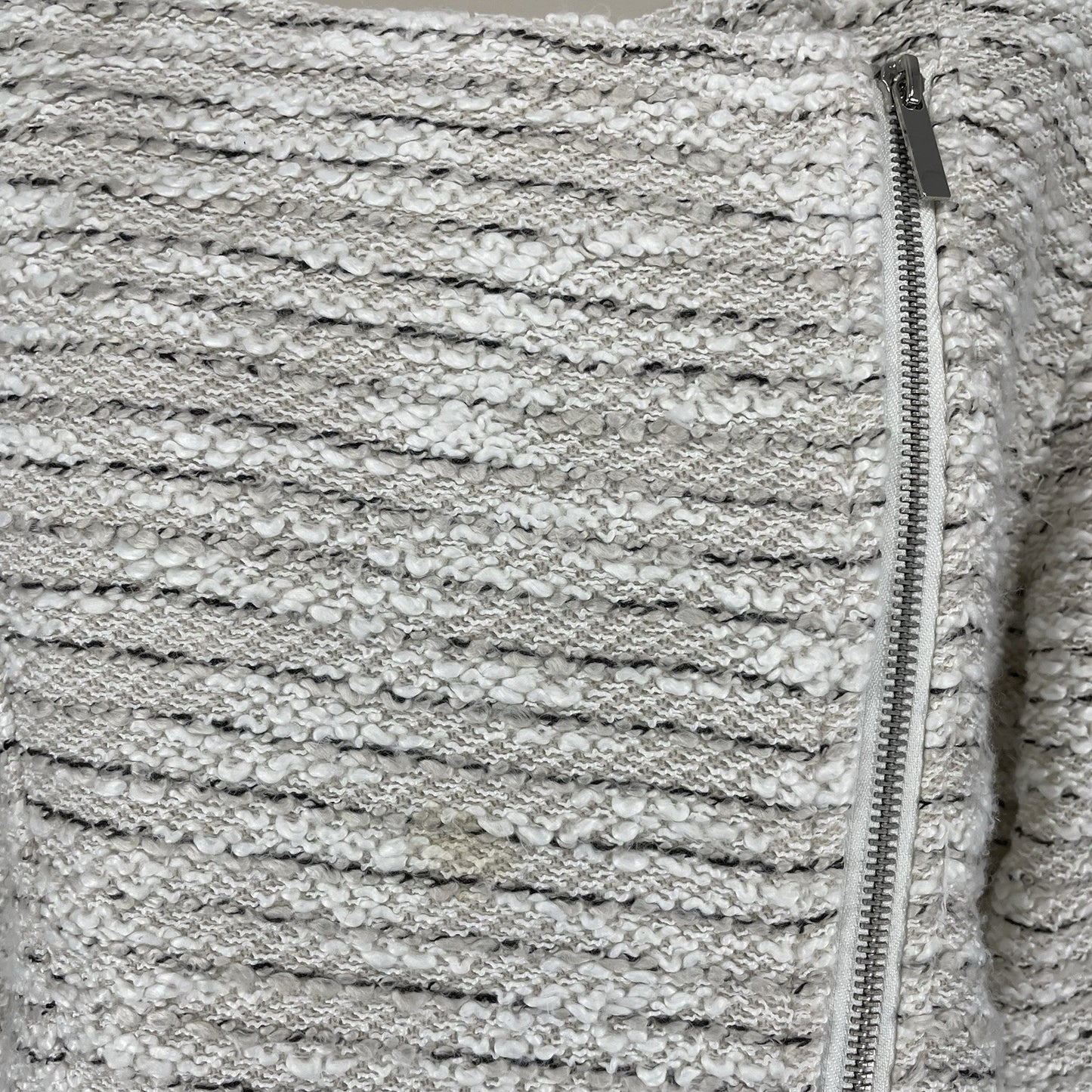 Bagatelle Ivory Knit Asymmetric Zipped Unlined Pockets Moto Jacket Size Large L