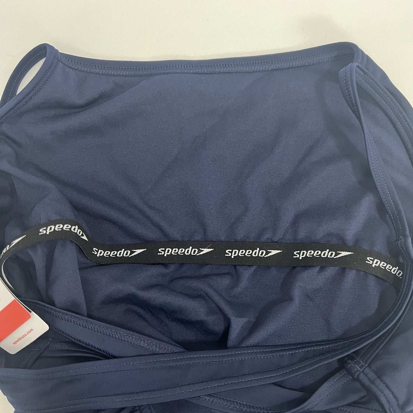 NWT Speedo Navy Repreve Peacoat One Piece Swimsuit Shelf Bra Swim UPF 12/38