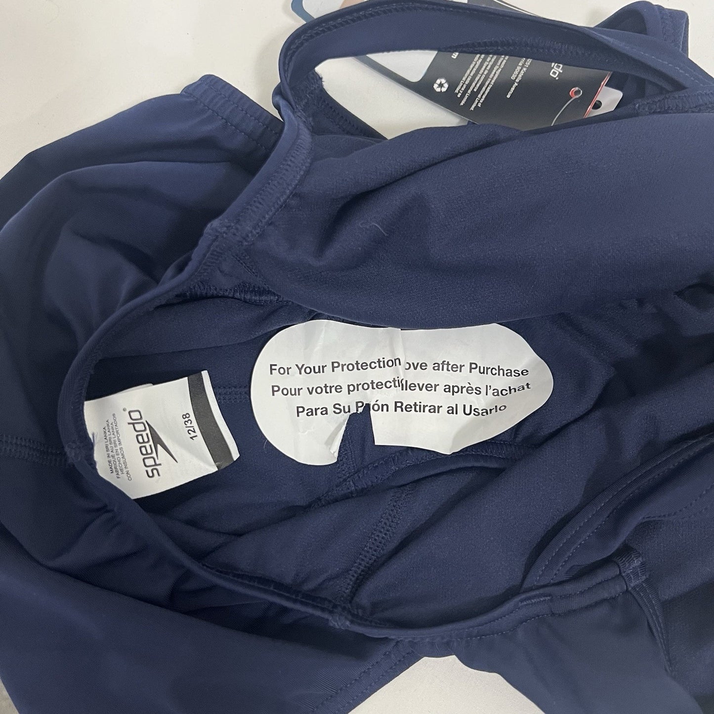 NWT Speedo Navy Repreve Peacoat One Piece Swimsuit Shelf Bra Swim UPF 12/38