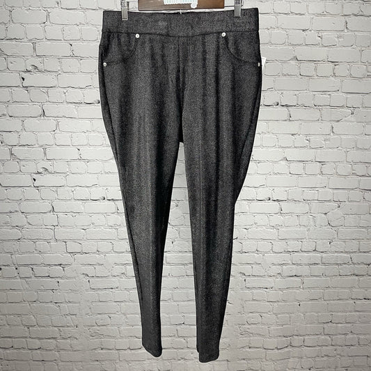NWT Michael Kors Black & Silver Shimmer High Rise Jegging Pants Size 1X (33x31)