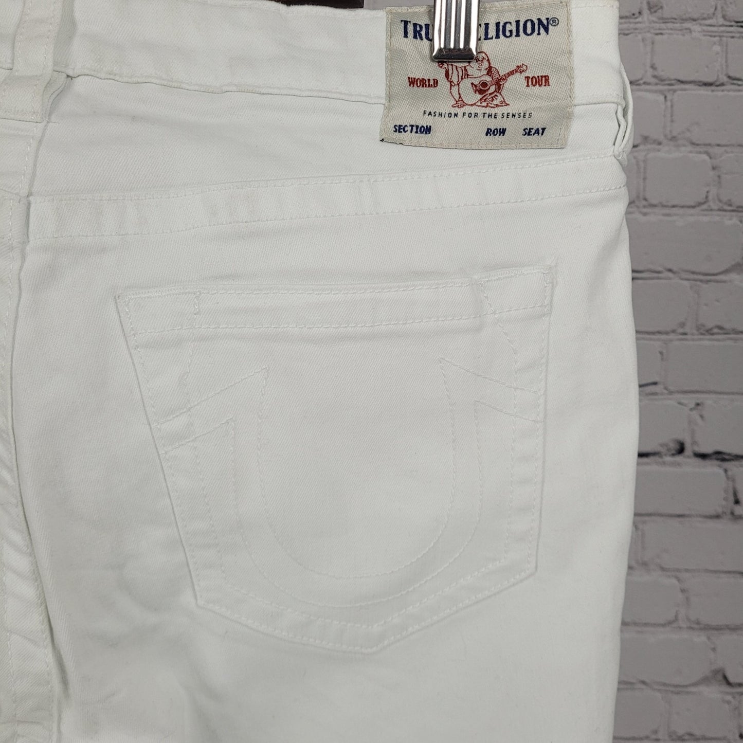 True Religion White Halle Mid Rise Capri Stretch Tapered Jeans 33 (33x25)