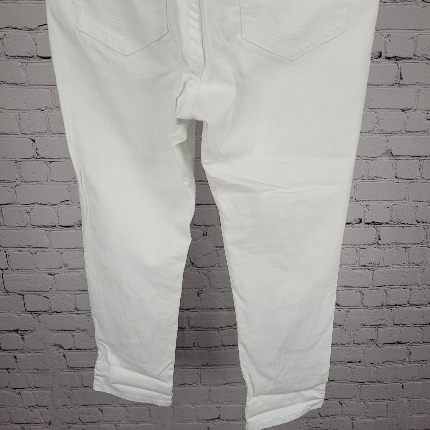 True Religion White Halle Mid Rise Capri Stretch Tapered Jeans 33 (33x25)