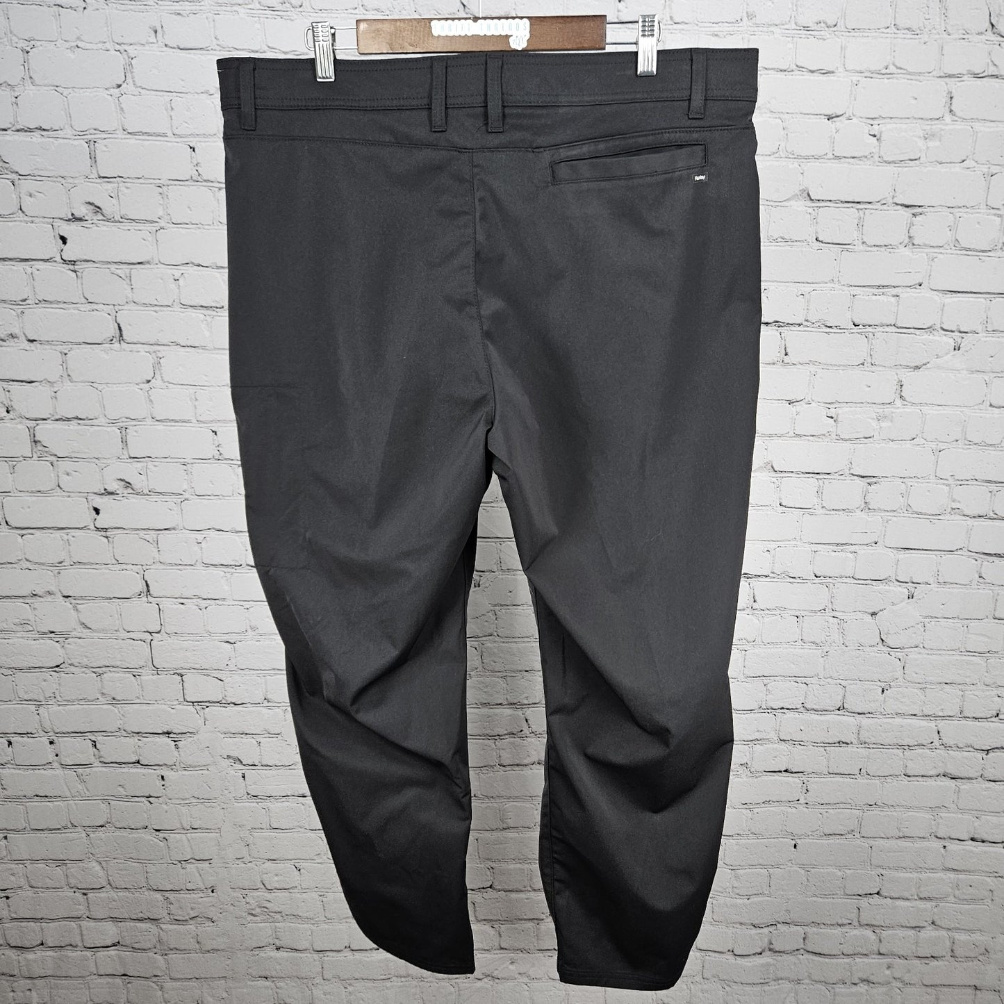 Hurley Black Jet Set Tech Pant Stretch Straight Leg Zip Pocket Casual 40x30