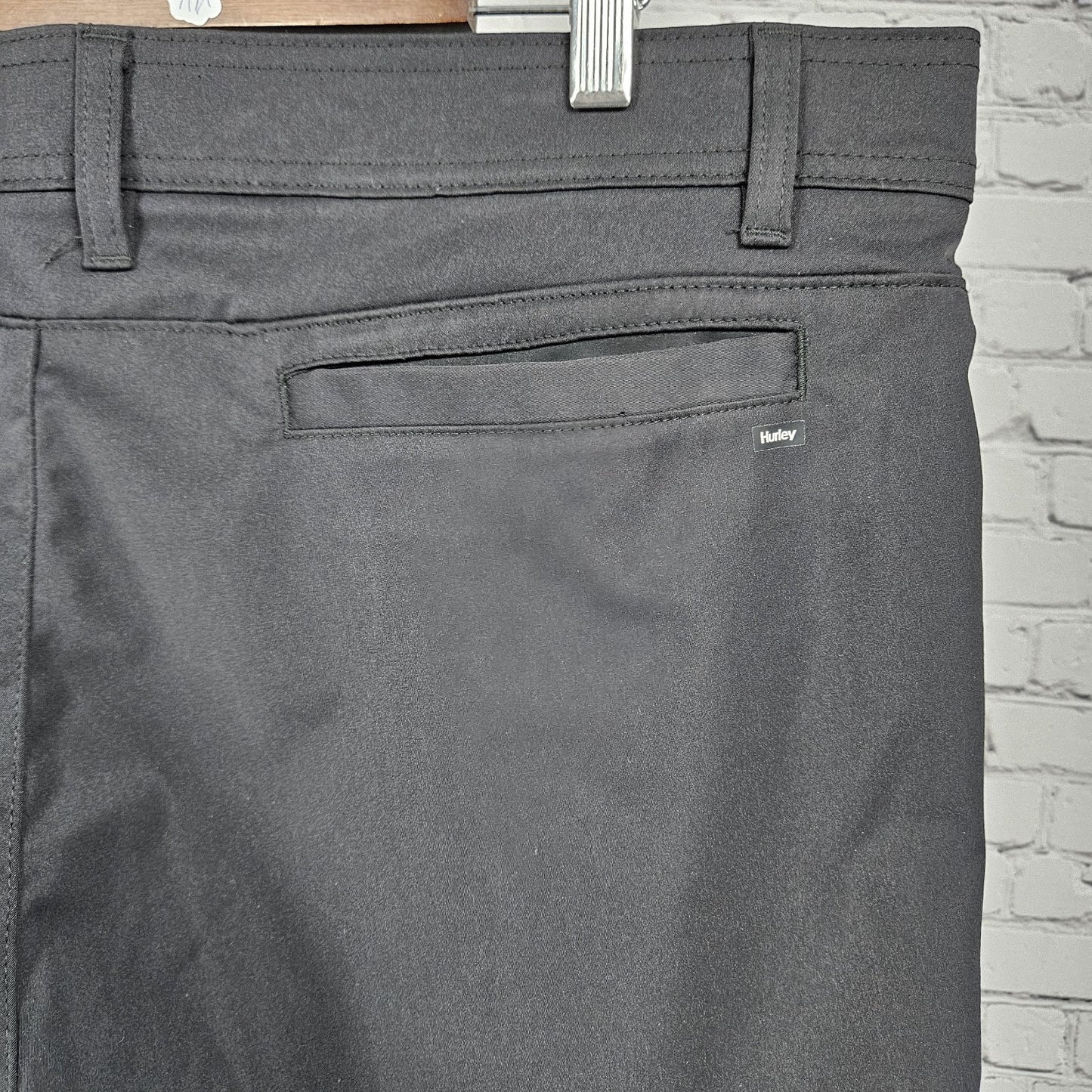 Hurley Black Jet Set Tech Pant Stretch Straight Leg Zip Pocket Casual 40x30