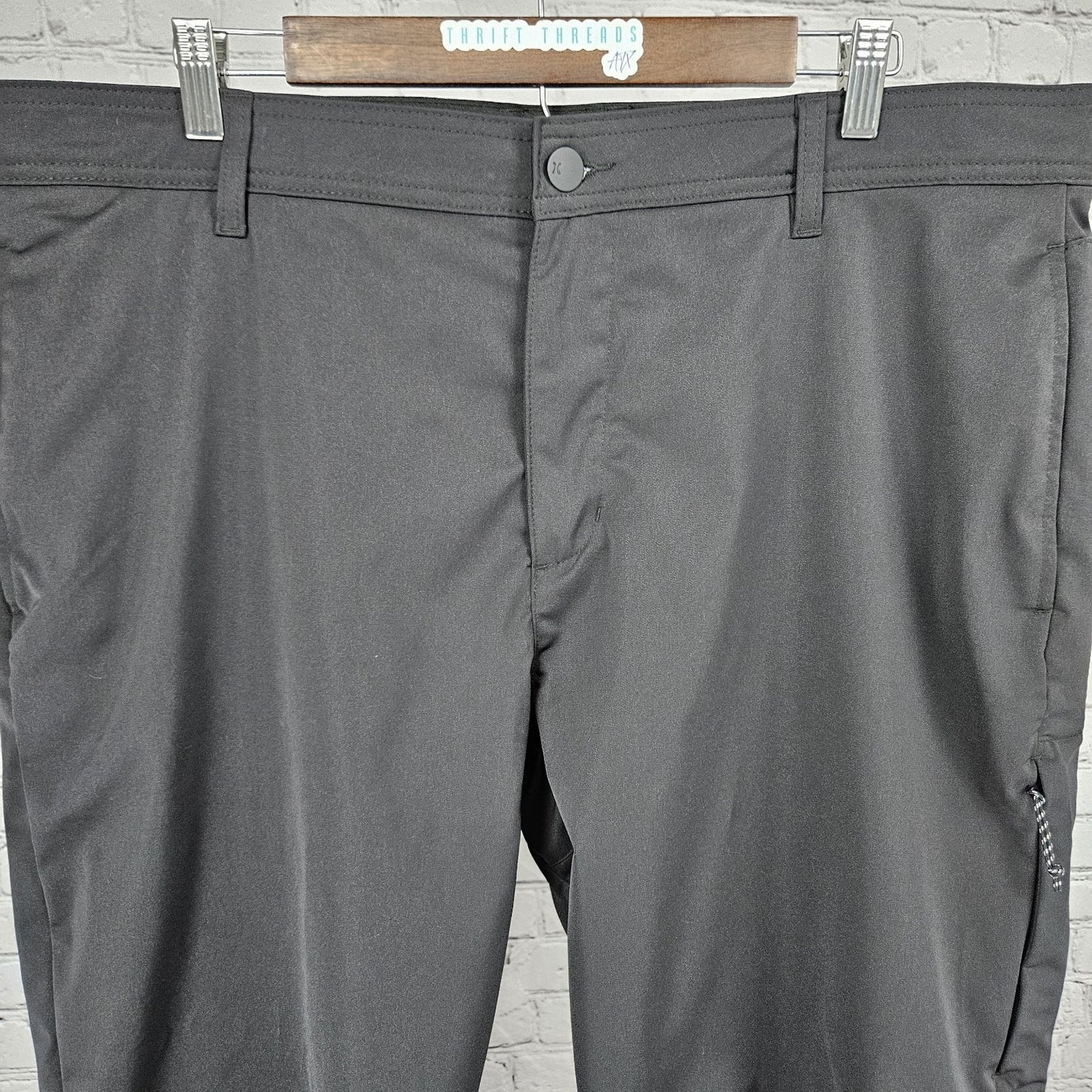 Hurley Black Jet Set Tech Pant Stretch Straight Leg Zip Pocket Casual 40x30