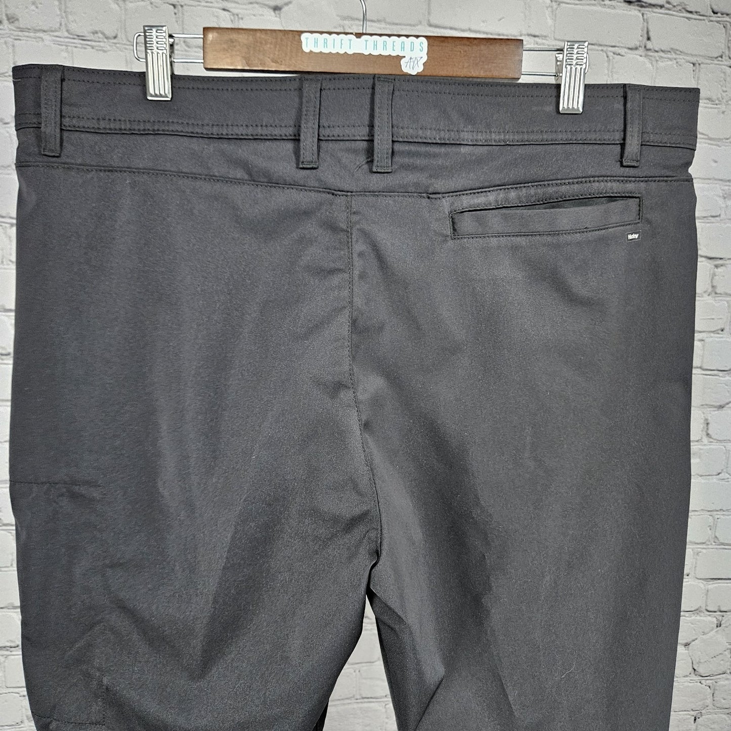 Hurley Black Jet Set Tech Pant Stretch Straight Leg Zip Pocket Casual 40x30