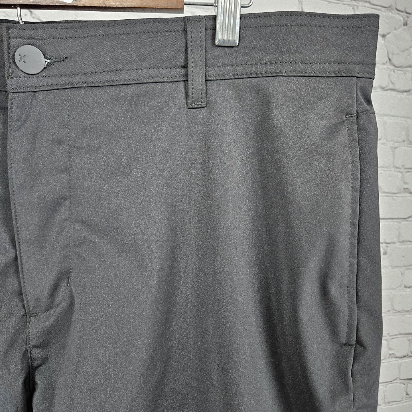Hurley Black Jet Set Tech Pant Stretch Straight Leg Zip Pocket Casual 40x30